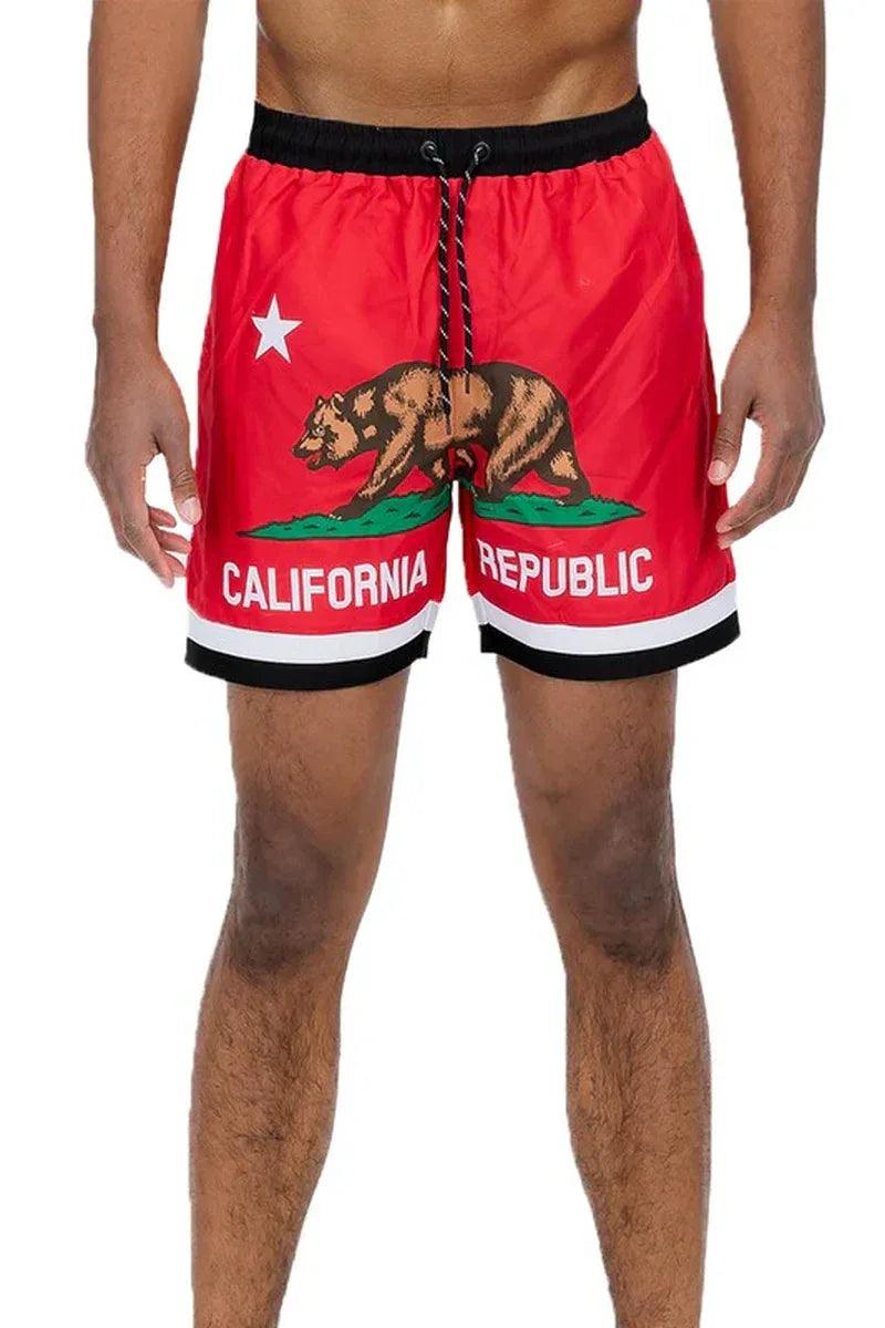 Men’s California Print Swim Shorts – 8.5” Inseam - Dazzling Beauty Solution