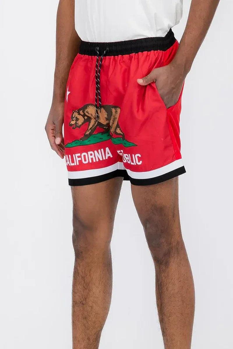 Men’s California Print Swim Shorts – 8.5” Inseam - Dazzling Beauty Solution