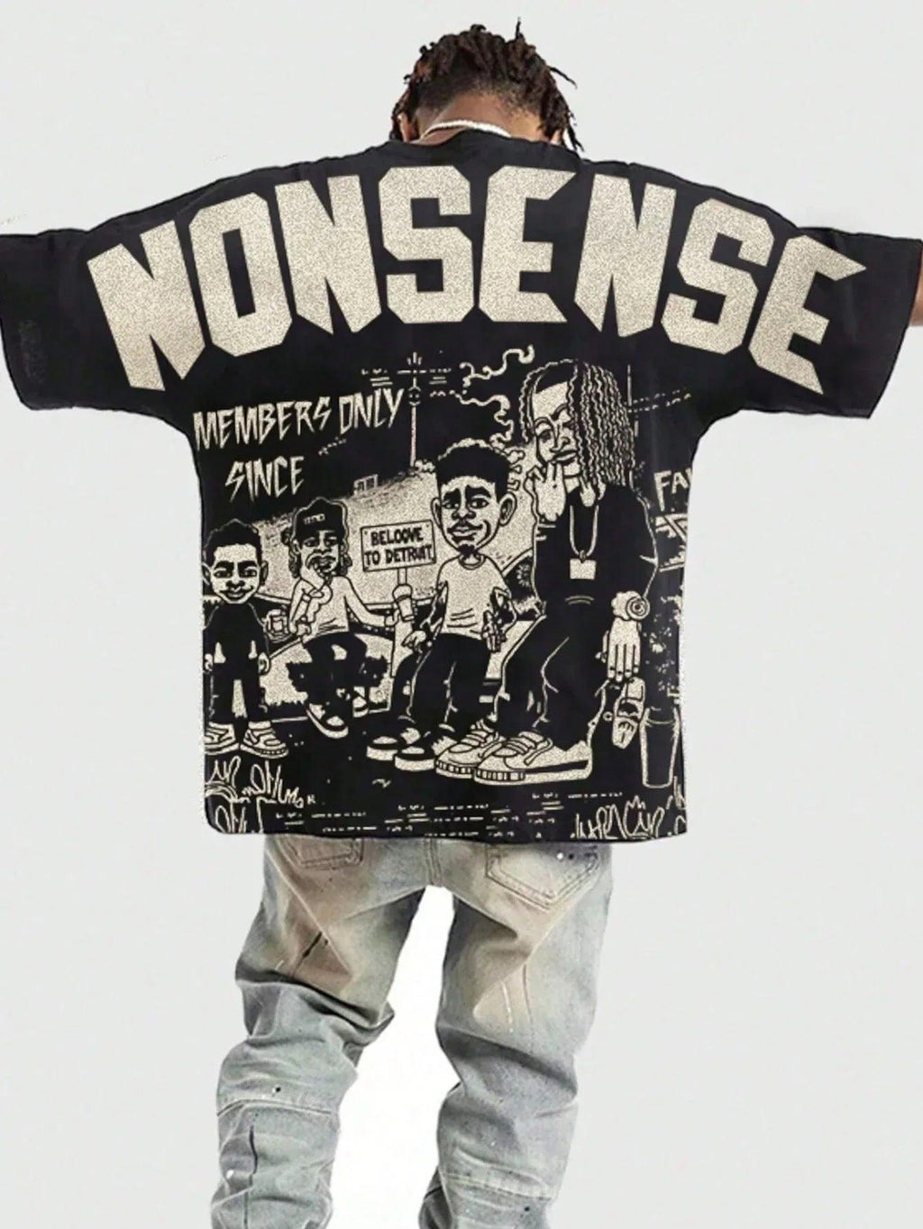 ROMWE MEN Street Life 1Pc Men'S Street Figure Batwing Short Sleeve Crew Neck Casual T-Shirt - Dazzling Beauty Solution