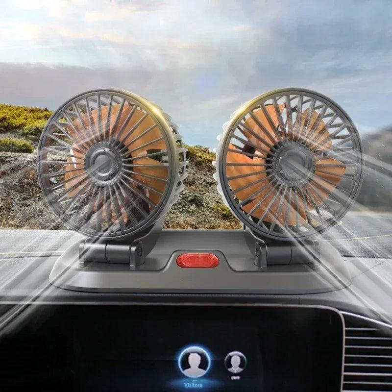 Car Flash F410 Car Double-Head Folding Fan Rotatable Rotatable Head Fan Gently Circulates Large Air Fan - Dazzling Beauty Solution