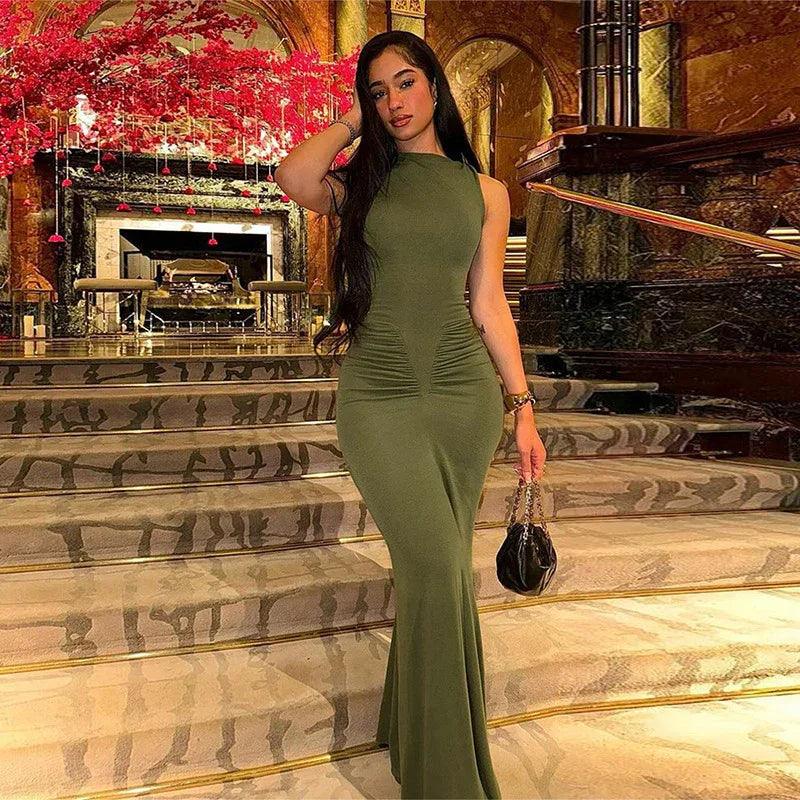 Women's Fashion Sleeveless Pleated High Waist Slim Fit Dress - Dazzling Beauty Solution