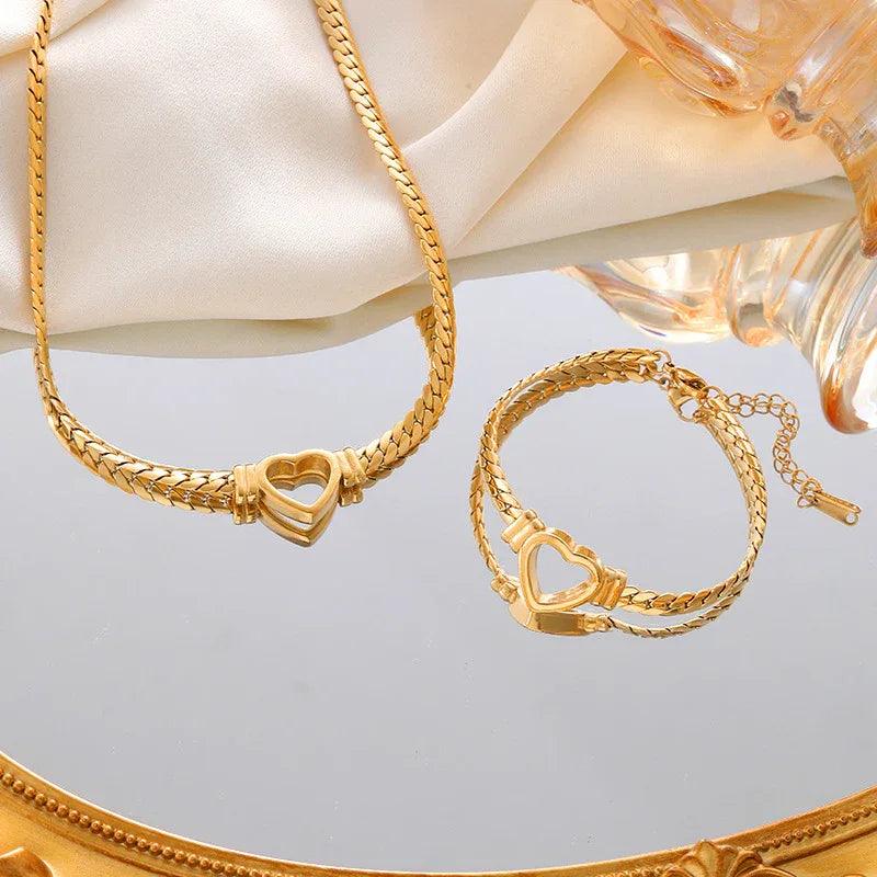 Personalized Love Chain Necklace Bracelet For Women Fashion Titanium Steel Non-fading Clavicle Chain Jewelry - Dazzling Beauty Solution