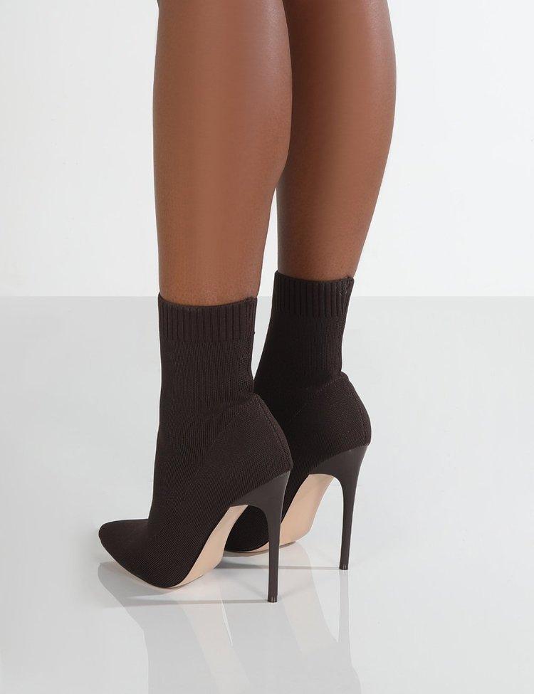 Women's Pointed-Toe Knitted Stretch Boots - High Heel Stiletto Booties