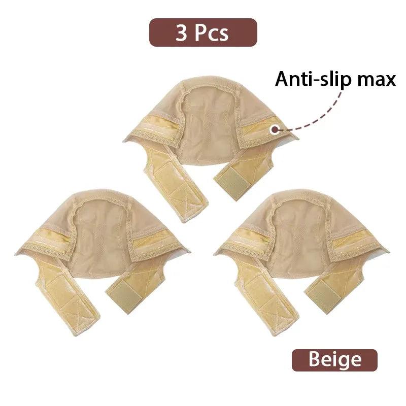 3-Piece Anti-Slip Wig Cap Set – Available in Black, Light, or Brown - Dazzling Beauty Solution