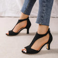 Women's Zippered High Heeled Fish Beak Sandals - Dazzling Beauty Solution