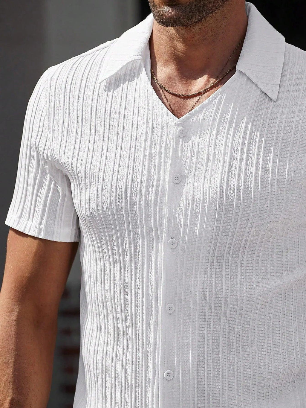 Manfinity Casualcool Men'S Solid Color Short Sleeve Single-Breasted Shirt and Pants Casual Suit White Men'S Outfit Men'S White Outfits Men'S 2 Pieces Outfits White - Dazzling Beauty Solution