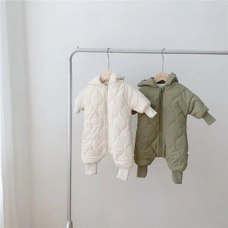 Baby Winter Hooded Jumpsuit with Ears – Warm Quilted Romper for Boys & Girls - Dazzling Beauty Solution