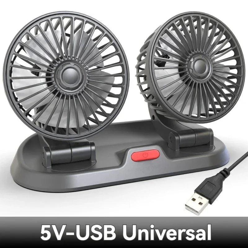 Car Flash F410 Car Double-Head Folding Fan Rotatable Rotatable Head Fan Gently Circulates Large Air Fan - Dazzling Beauty Solution