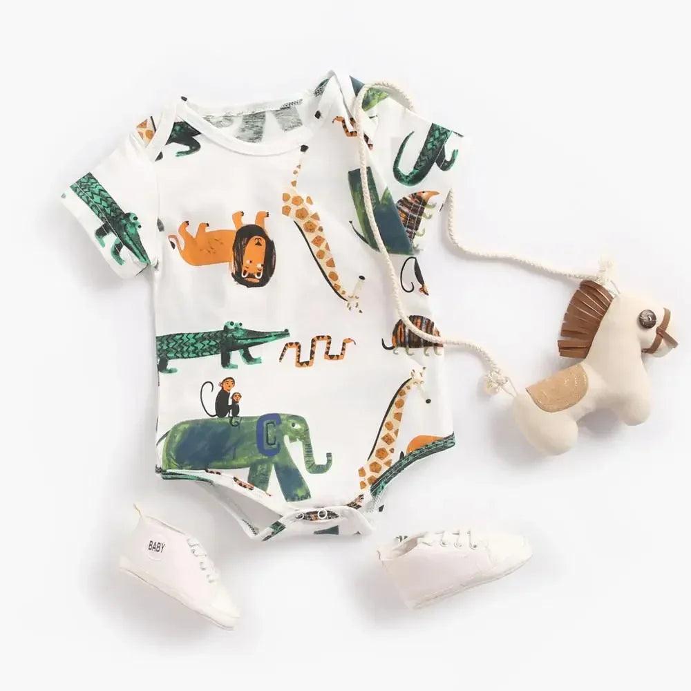 Baby Boys Girls Bodysuits Summer Cotton Toddler Clothes Cartoon Unisex Short Sleeve - Dazzling Beauty Solution
