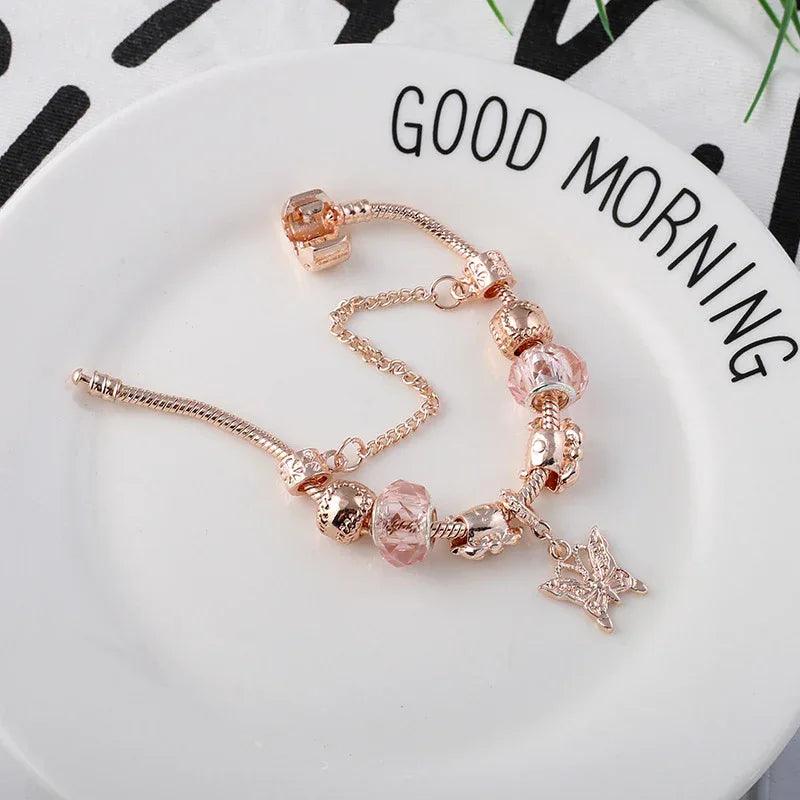 Fashion Love Geometric Rose Gold Bracelet Women's Jewelry - Dazzling Beauty Solution