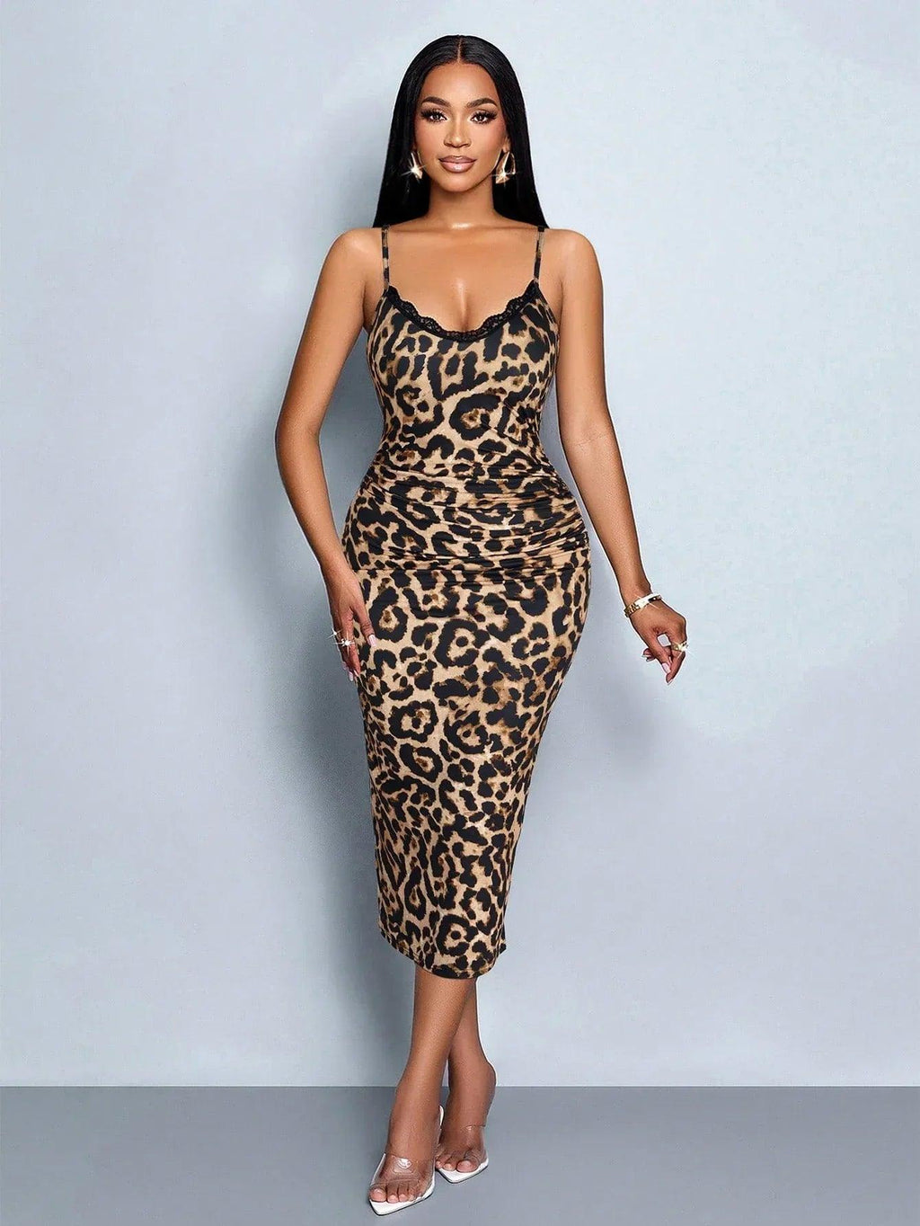 SOLERSUN Black Lace V-Neck Dress – Elegant Retro Slimming Cocktail & Event Wear - Dazzling Beauty Solution