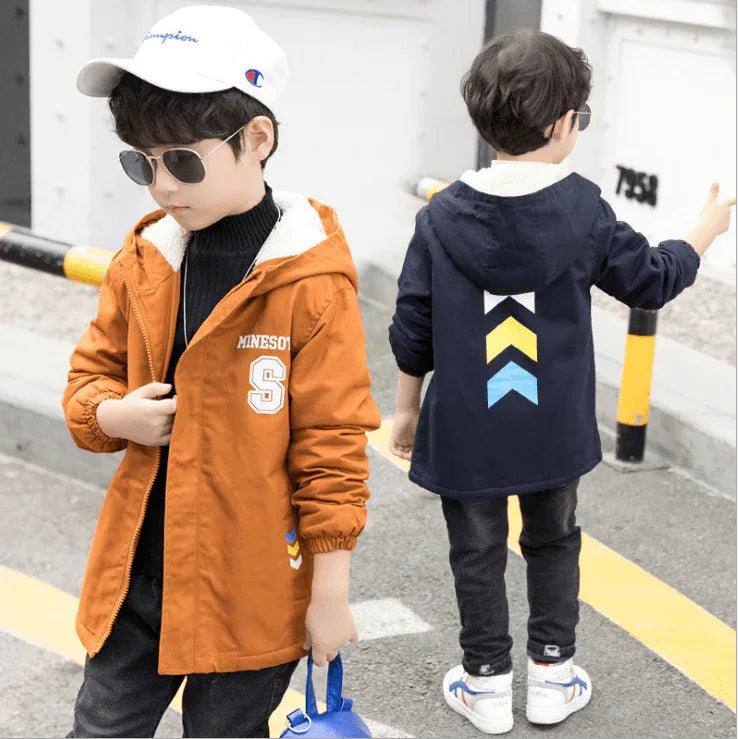 Kids Winter Windbreaker Jacket | Warm Velvet Coat for Boys - Dazzling Beauty Solution
