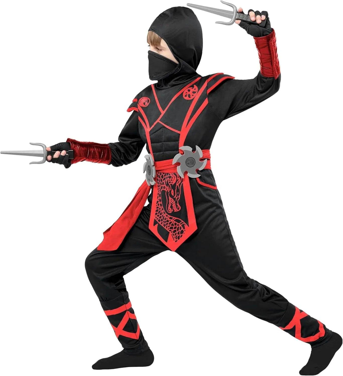 Kids’ Ninja Dragon Halloween Costume – Boys Jumpsuit Dress-Up Set - Dazzling Beauty Solution