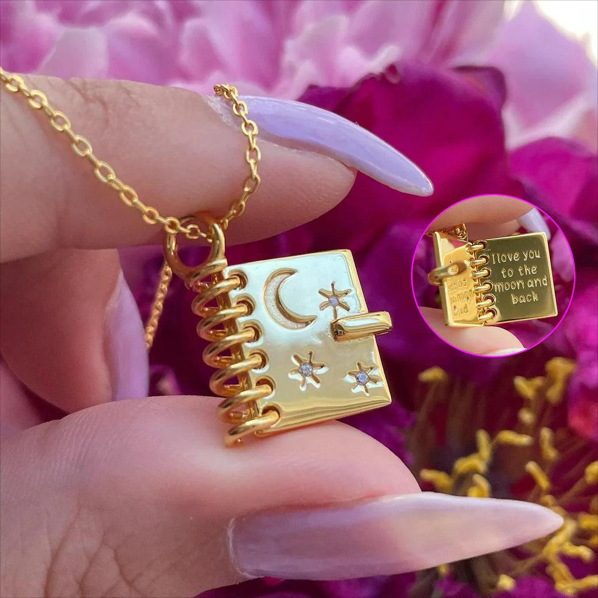 Openable Love Book-shaped Necklace With Stars Moon And Letters Engraved Fashion Personality Pendant Necklace For Valentine's Day Gift - Dazzling Beauty Solution
