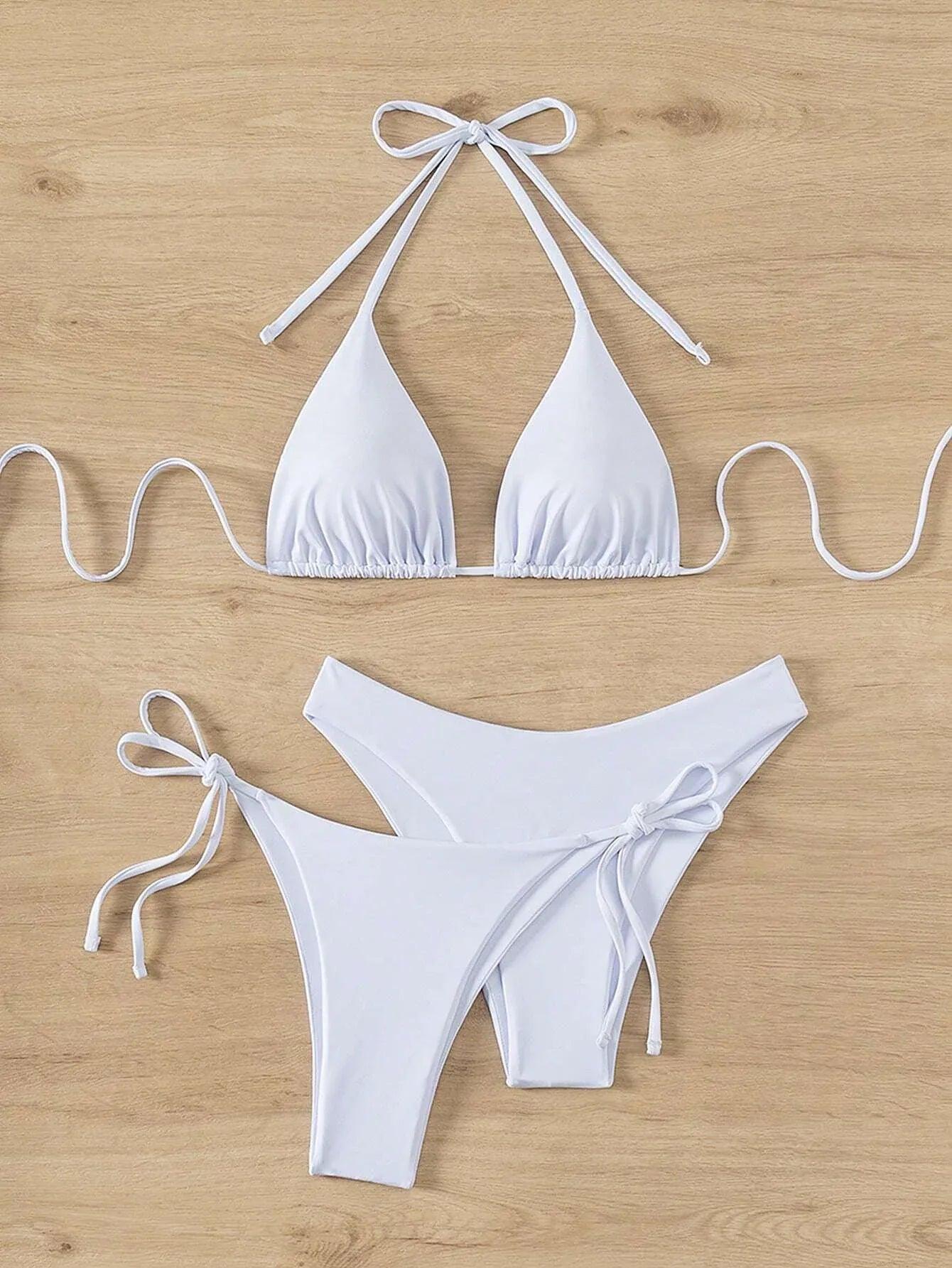 Women’s Solid Color 3Piece Bikini Set with Cover-Up Swim Basics - Dazzling Beauty Solution