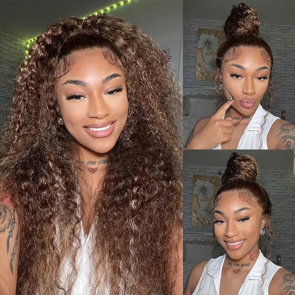 Chocolate Brown 360 HD Lace Wig – Deep Wave, 250% Density, Glueless Invisi Strap - Dazzling Beauty Solution