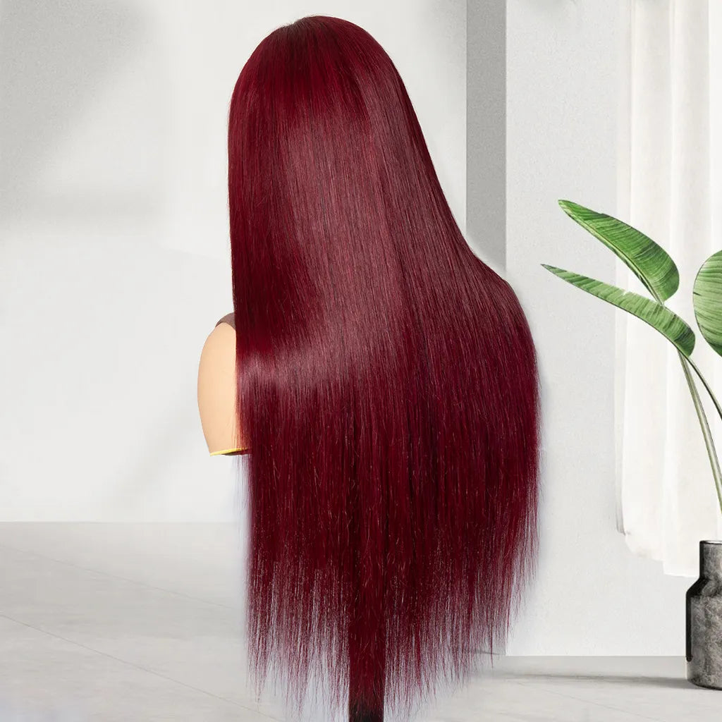 99J Burgundy Straight / Body Wave 4x4 Lace Closure Human Hair Wig