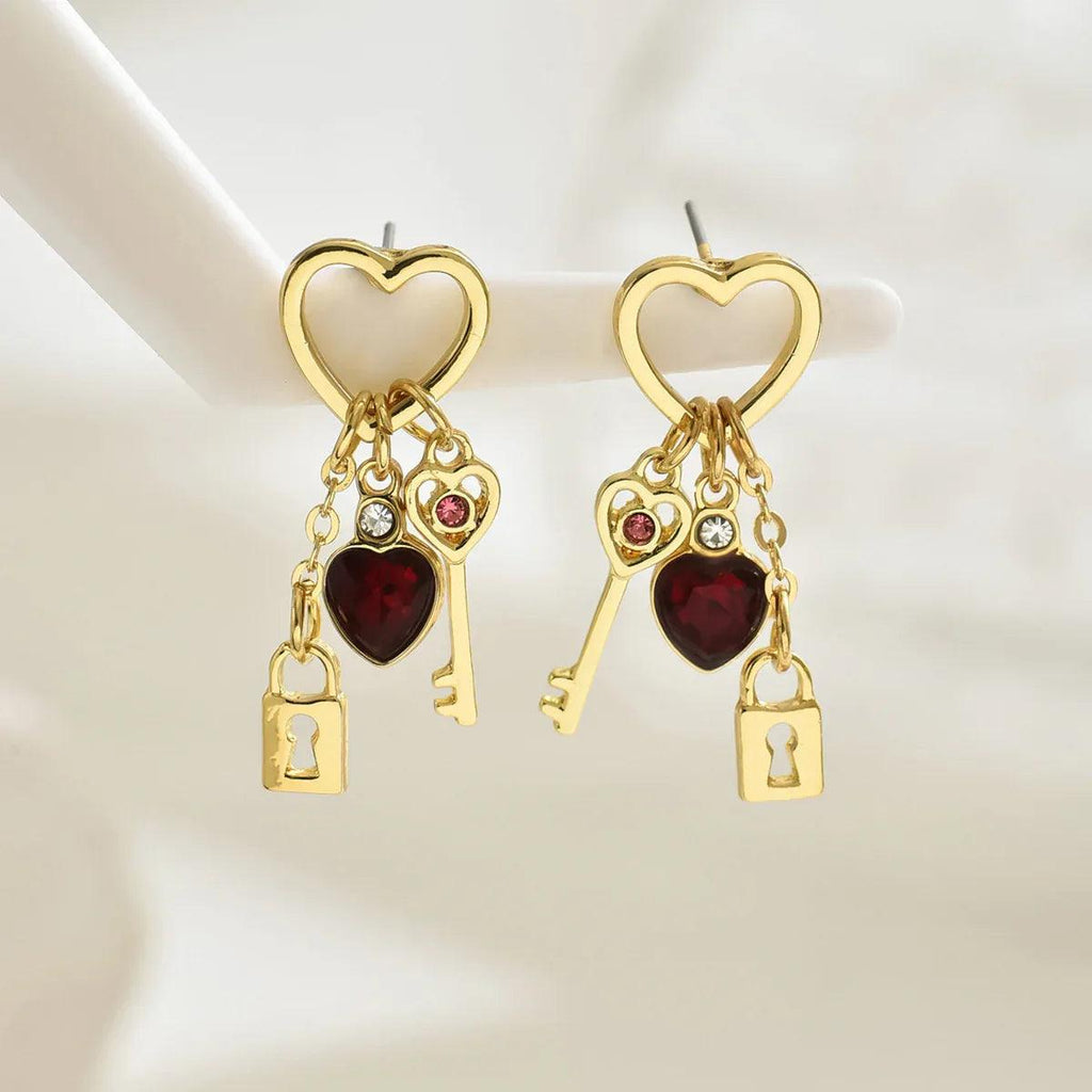 Valentine's Day Gift Luxury Love Earrings With Rhine Stone Lock Series Diamond Lock-shaped Special-interest Earrings For Women - Dazzling Beauty Solution