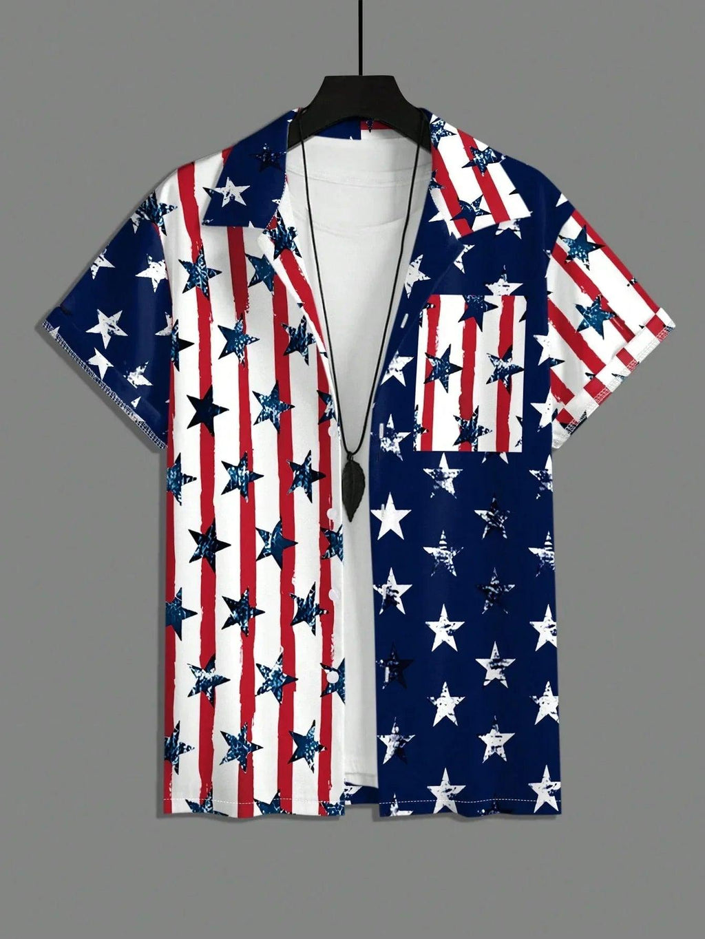 Manfinity Homme Men'S Summer USA Flag Printed Short Sleeve Single-Breasted Casual Shirt for 4Th of July - Dazzling Beauty Solution