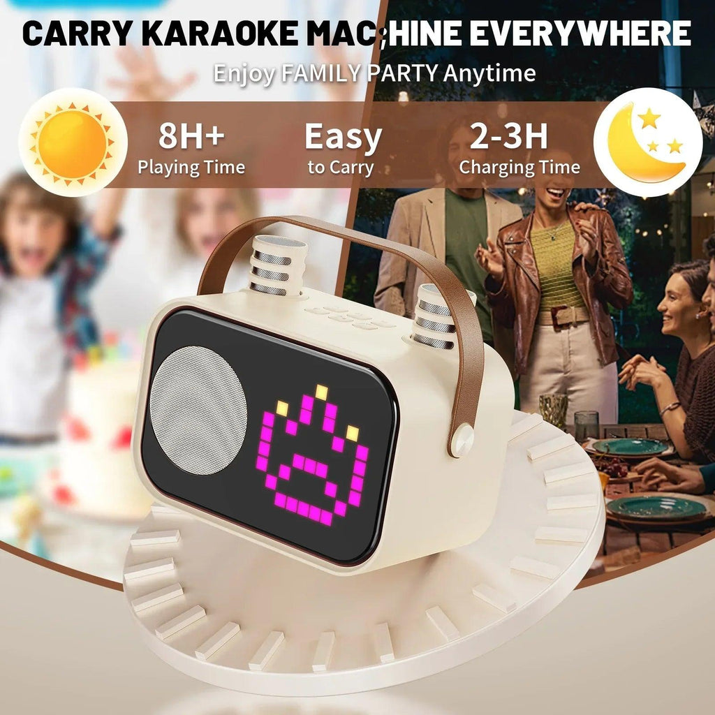 JYX Mini Karaoke Machine with 2 Mics – Bluetooth, LED Display, Portable Speaker - Dazzling Beauty Solution