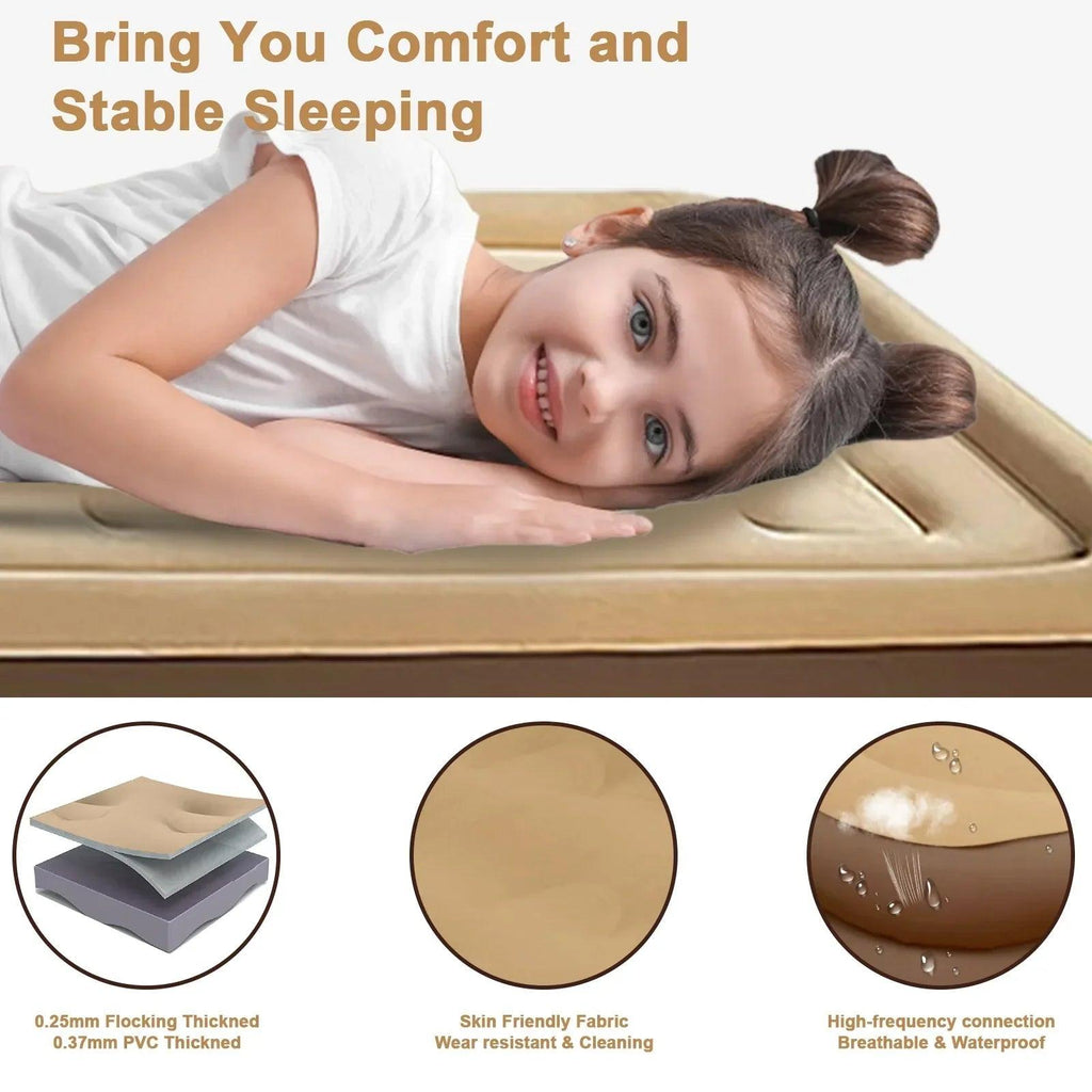 18In Queen Air Mattress with Headboard, Inflatable Mattress Airbed for Camping - Dazzling Beauty Solution