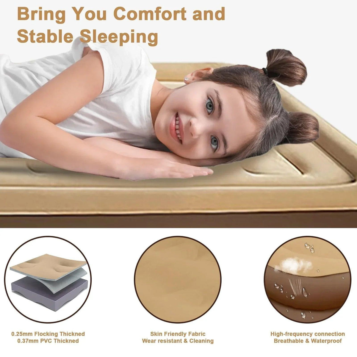 18In Queen Air Mattress with Headboard, Inflatable Mattress Airbed for Camping - Dazzling Beauty Solution