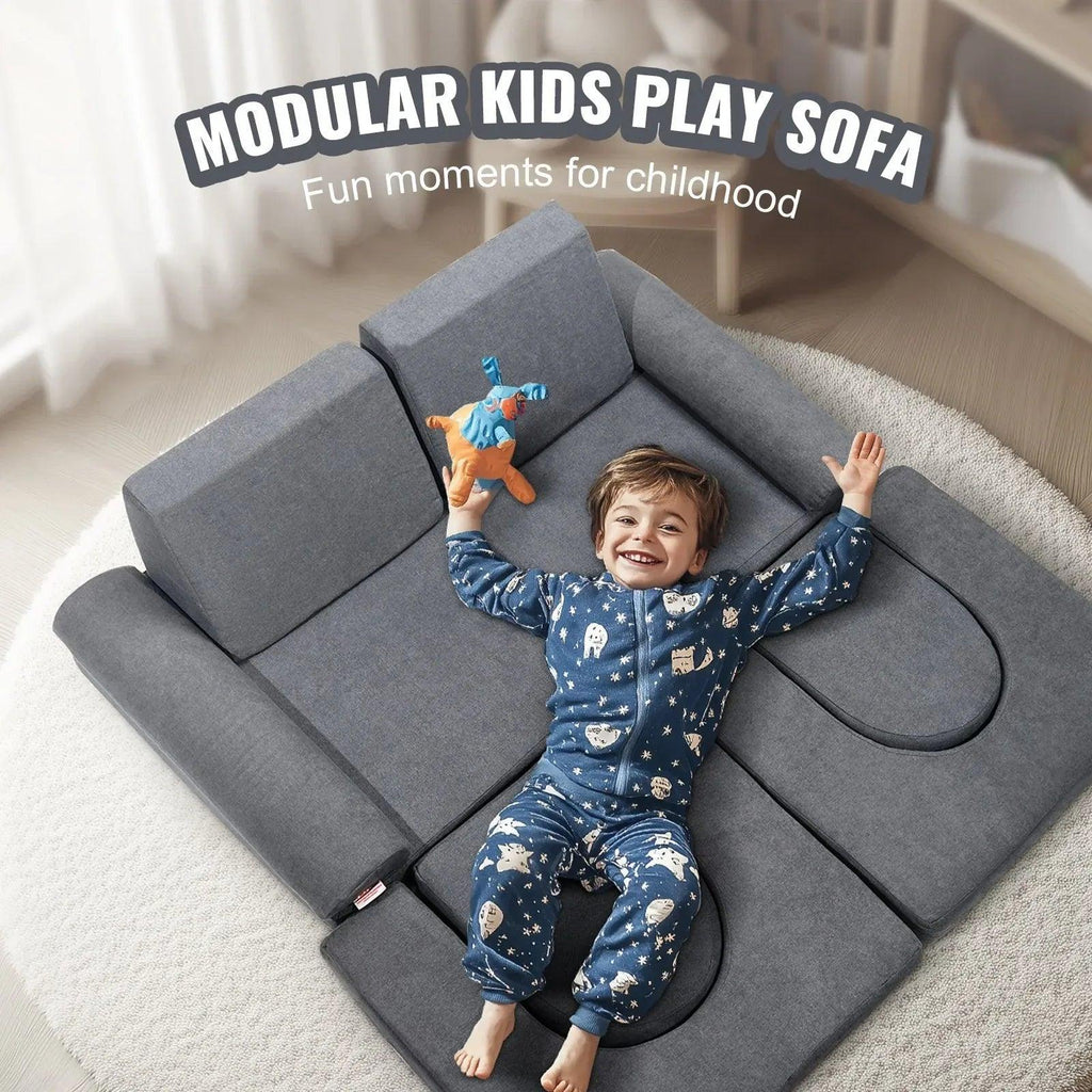 Modular Kids Play Sofa – Soft Suede Convertible Couch for Toddlers - Dazzling Beauty Solution