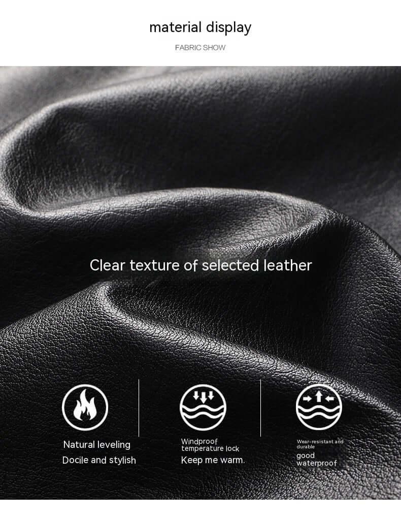 Men’s Winter Velvet PU Leather Jacket Padded Warm Coat - Dazzling Beauty Solution