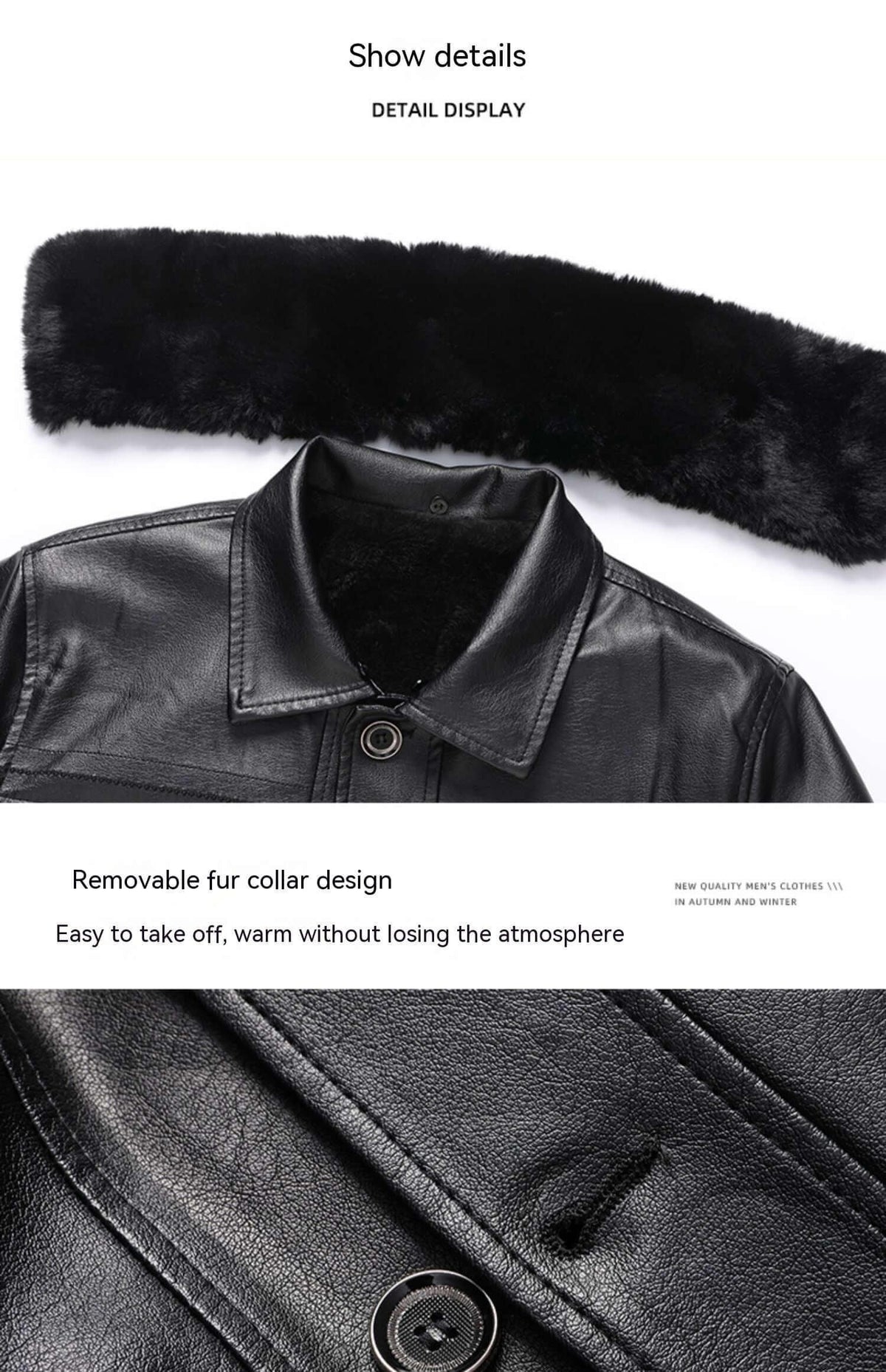 Men’s Winter Velvet PU Leather Jacket Padded Warm Coat - Dazzling Beauty Solution