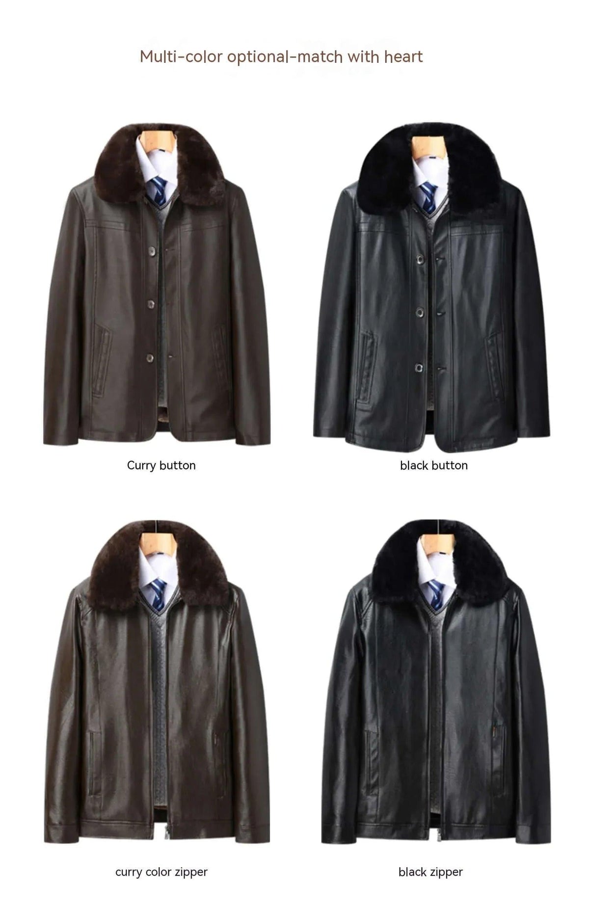 Men’s Winter Velvet PU Leather Jacket Padded Warm Coat - Dazzling Beauty Solution