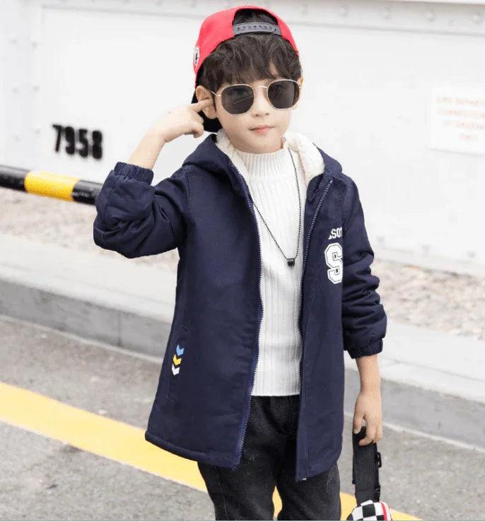 Kids Winter Windbreaker Jacket | Warm Velvet Coat for Boys - Dazzling Beauty Solution