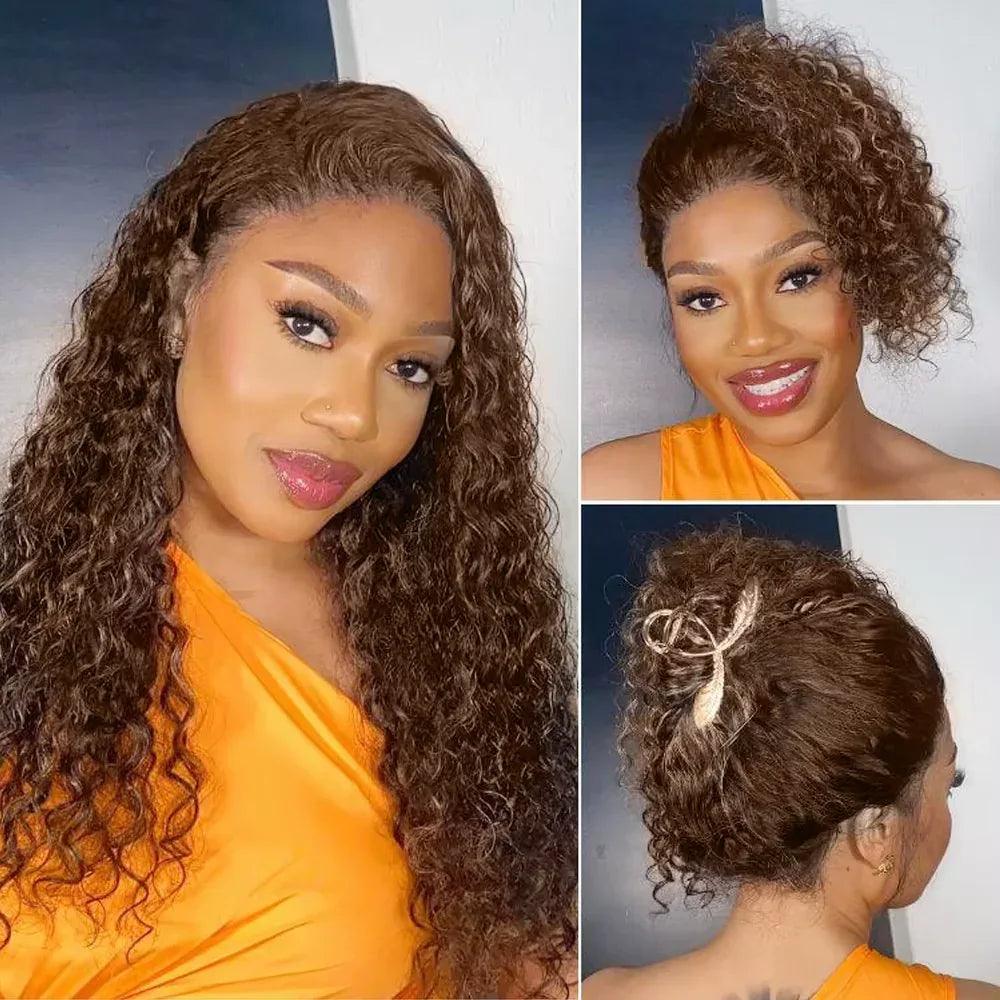 Chocolate Brown 360 HD Lace Wig – Deep Wave, 250% Density, Glueless Invisi Strap - Dazzling Beauty Solution
