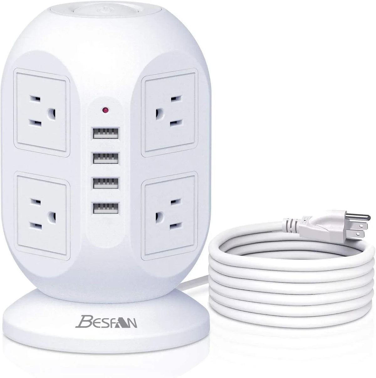 12-in-1 Power Strip Tower with USB Ports – 10FT Extension Cord, Surge Protector & Space-Saving Design - Dazzling Beauty Solution