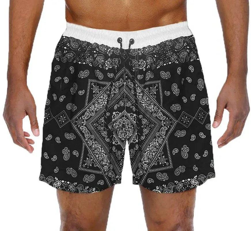Men’s Paisley Bandana Swim Shorts – 5.5” Inseam - Dazzling Beauty Solution