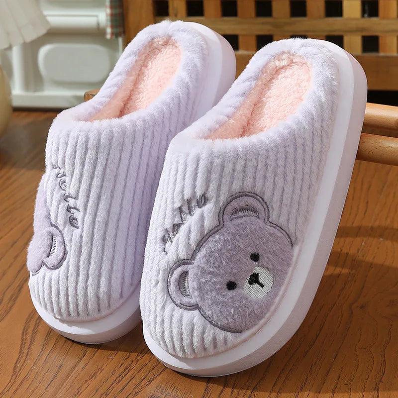 EVA Thick-soled Cotton Slippers Cartoon Bear Plush Cotton Slippers - Dazzling Beauty Solution
