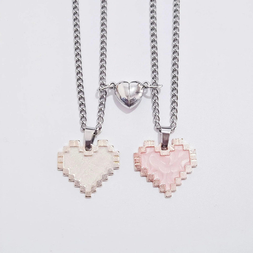2pcs Magnetic Heart-shaped Mosaic Necklace Fashion Personality Couple Love Necklace For Valentine's Day - Dazzling Beauty Solution