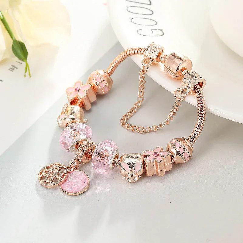Fashion Love Geometric Rose Gold Bracelet Women's Jewelry - Dazzling Beauty Solution