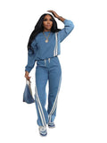 Elevate Your Fall Wardrobe with Our Stylish Women's Color Block Stripe Sweatsuit Set - Dazzling Beauty Solution