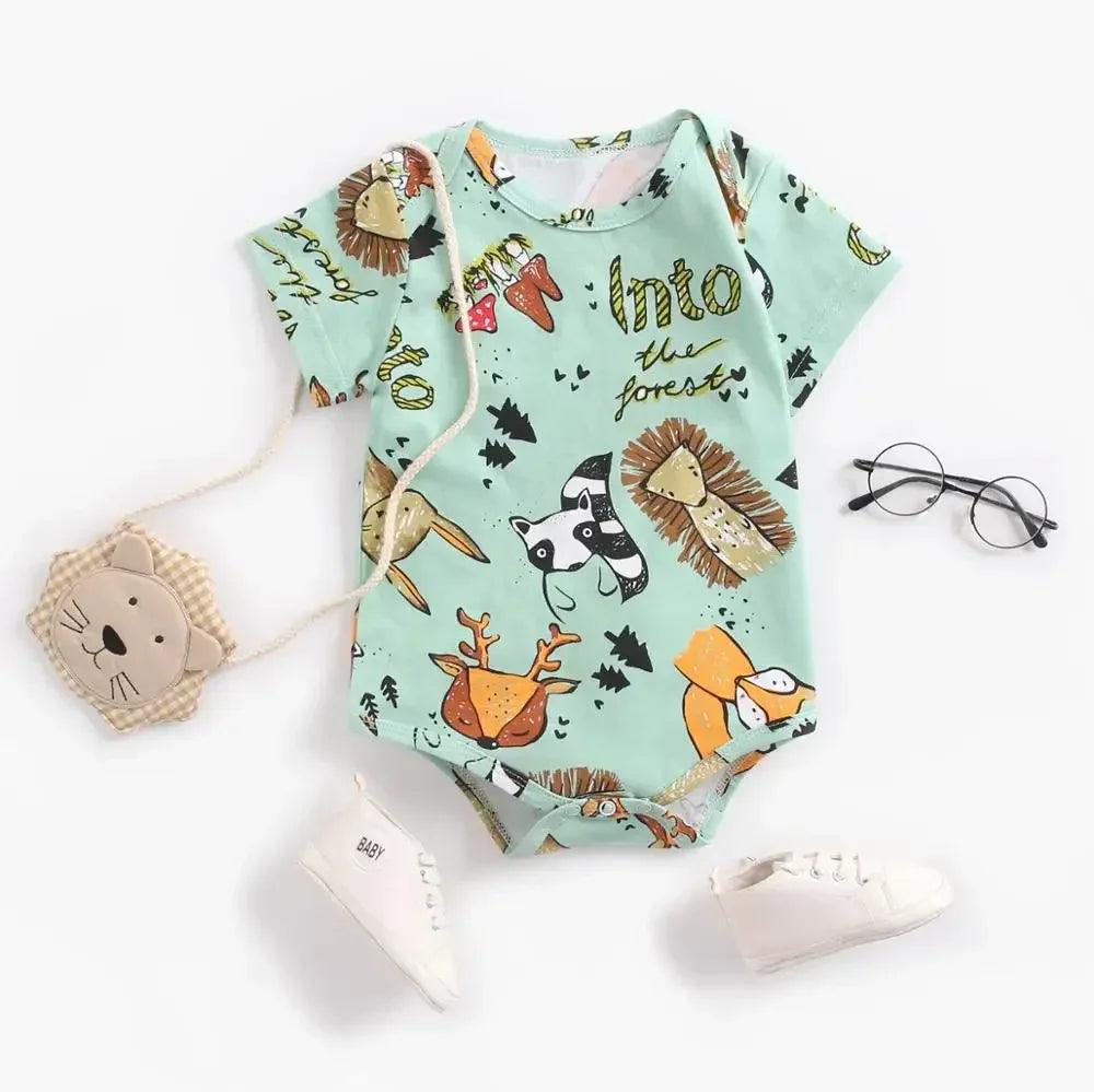 Baby Boys Girls Bodysuits Summer Cotton Toddler Clothes Cartoon Unisex Short Sleeve - Dazzling Beauty Solution