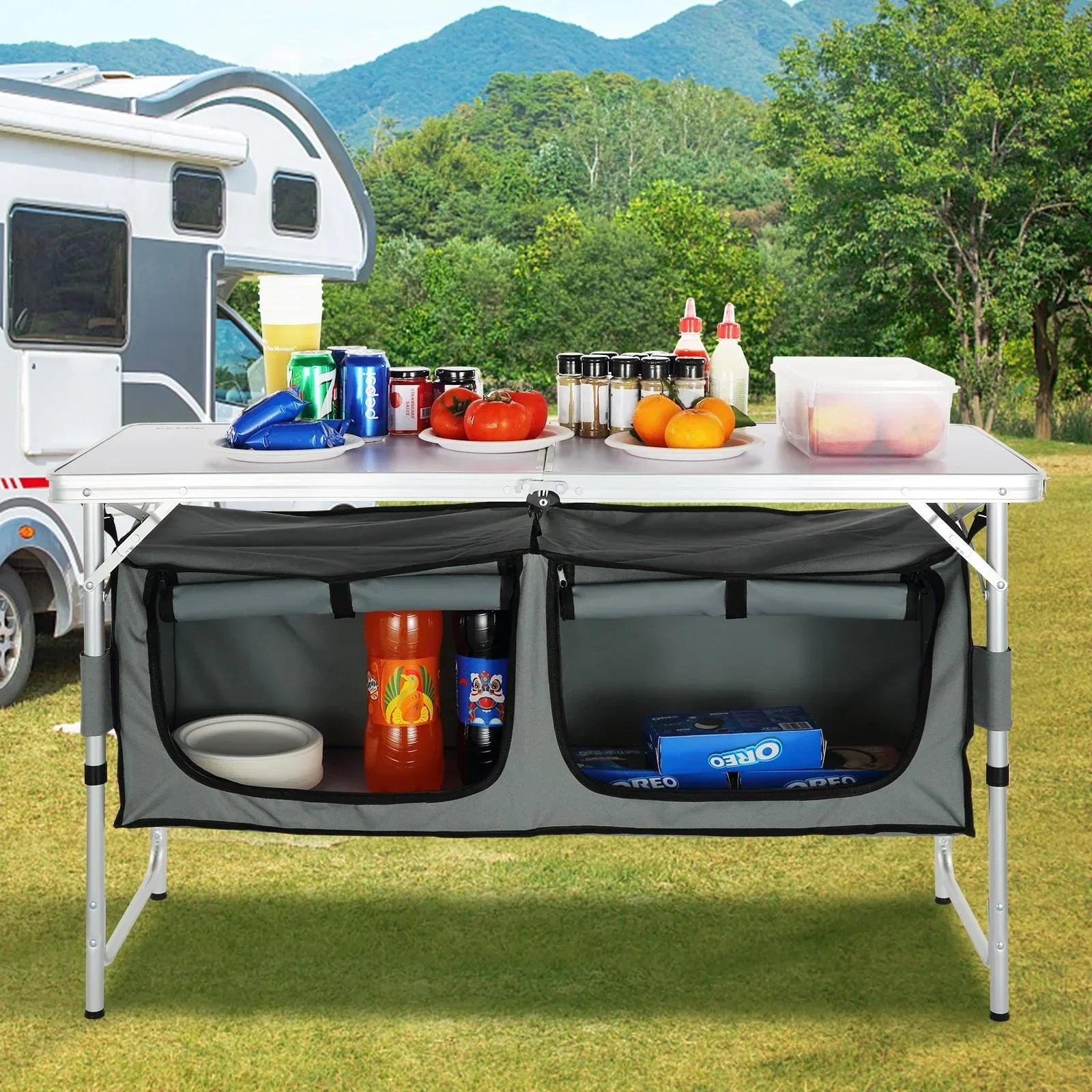 VEVOR Folding Camping Kitchen Table – Portable Outdoor Cooking Station - Dazzling Beauty Solution