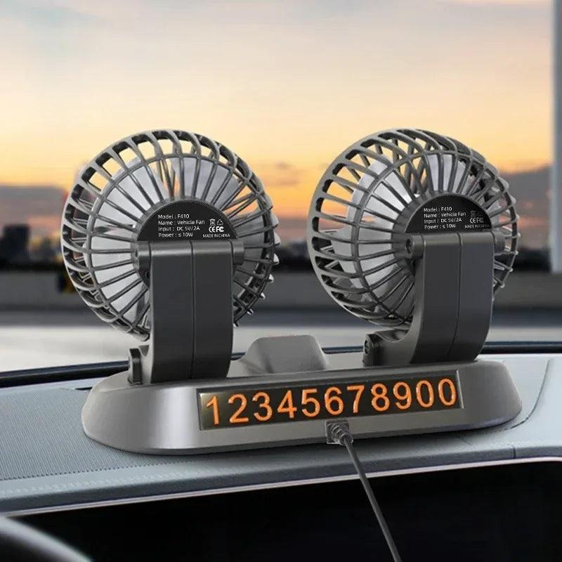 Car Flash F410 Car Double-Head Folding Fan Rotatable Rotatable Head Fan Gently Circulates Large Air Fan - Dazzling Beauty Solution