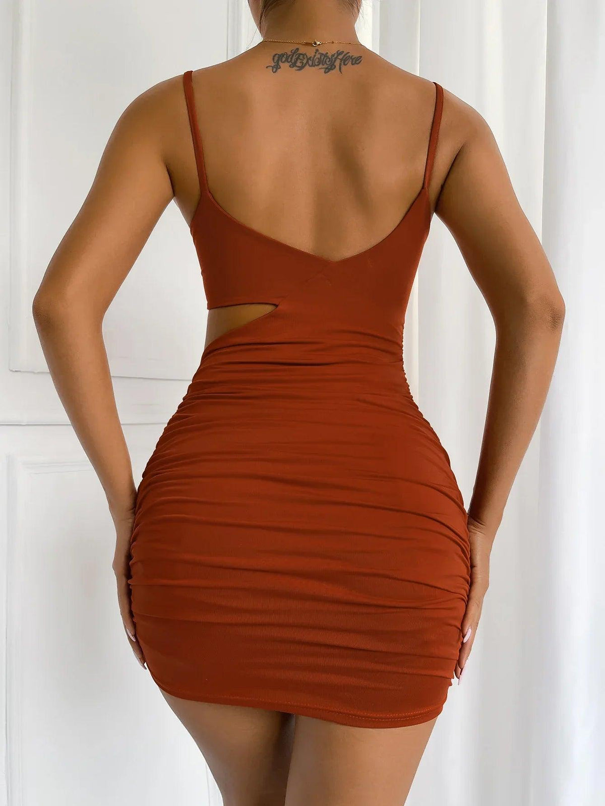 Women's Irregular Sling European And American Hollow Slim Fit Pleated Hip Dress - Dazzling Beauty Solution