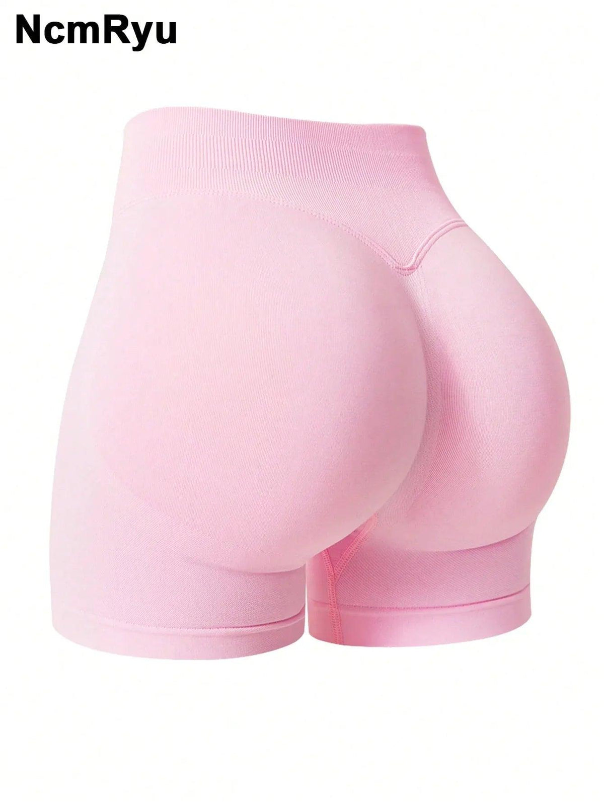 Seamless Tummy Control Workout Shorts – Pink Mid-Waist Butt-Lifting Fitness Shorts for Women - Dazzling Beauty Solution