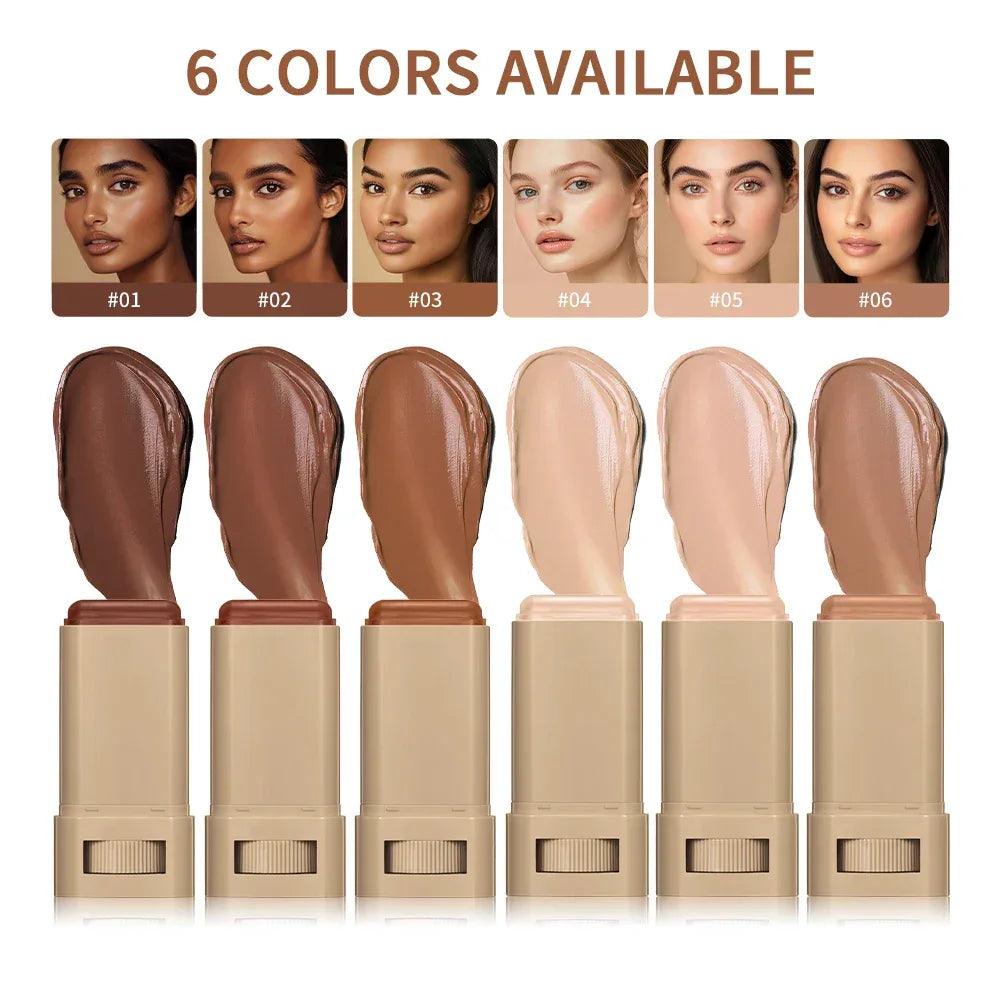 Vegan Serum-Infused Foundation Stick – Hydrating Skin Tint Balm, Anti-Aging, Sensitive-Skin Friendly (6 Shades) - Dazzling Beauty Solution