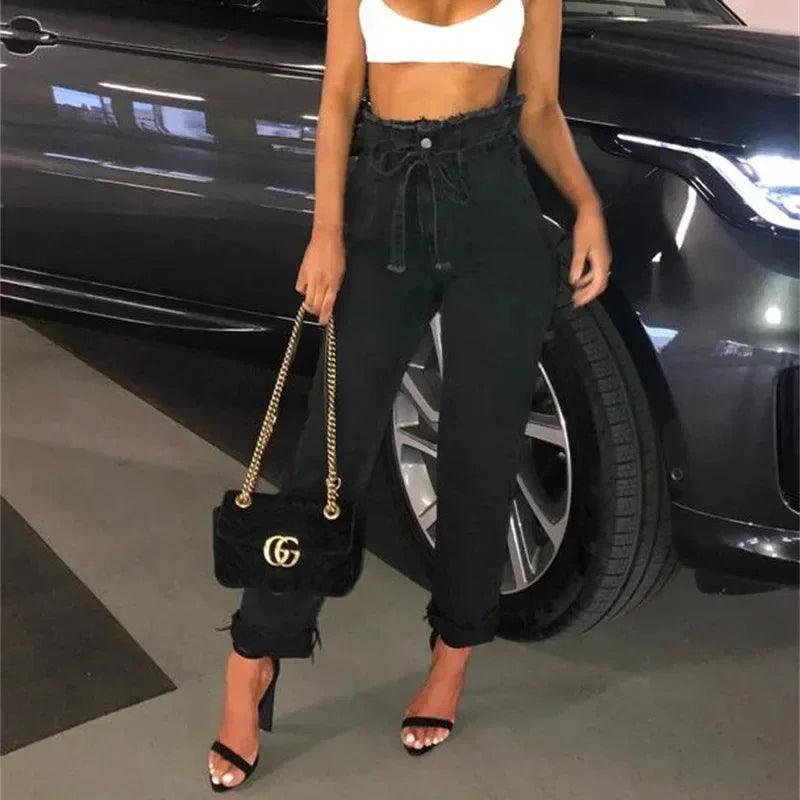 High-Waisted Washed Denim Pencil Pants – Plus Size Slim Fit Jeans for Women - Dazzling Beauty Solution