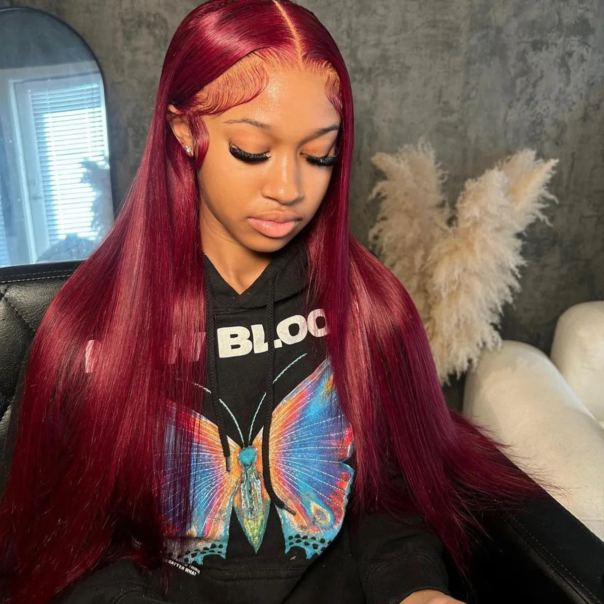 99J Burgundy Straight / Body Wave 4x4 Lace Closure Human Hair Wig