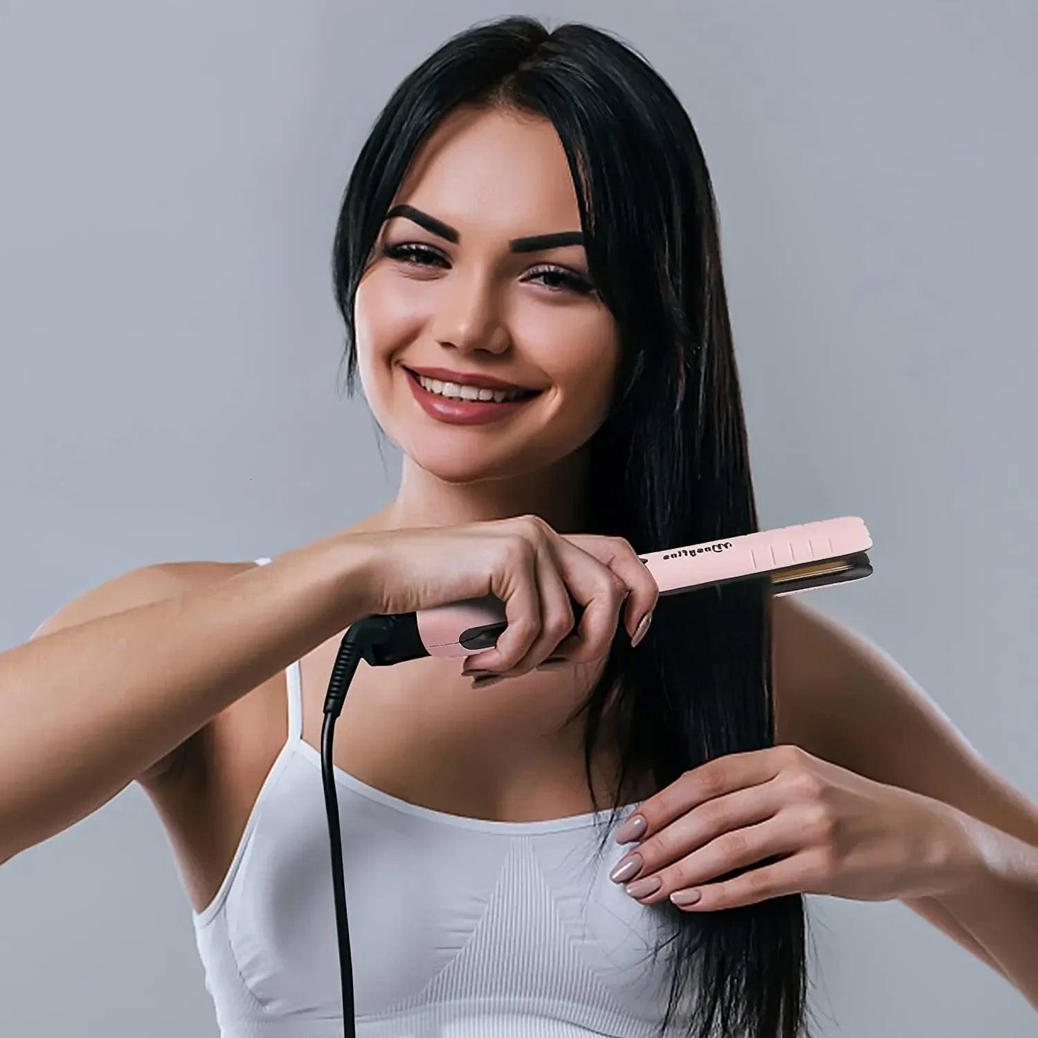 2-in-1 Mini Hair Straightener & Curler Set with LCD Display – Adjustable Temp, Fast Heat, Portable, Gift-Ready - Dazzling Beauty Solution