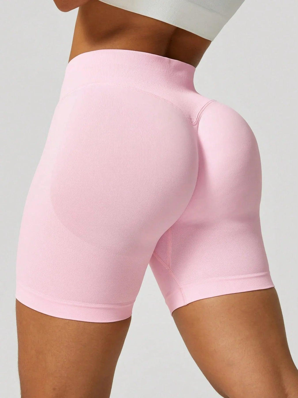 Seamless Tummy Control Workout Shorts – Pink Mid-Waist Butt-Lifting Fitness Shorts for Women - Dazzling Beauty Solution