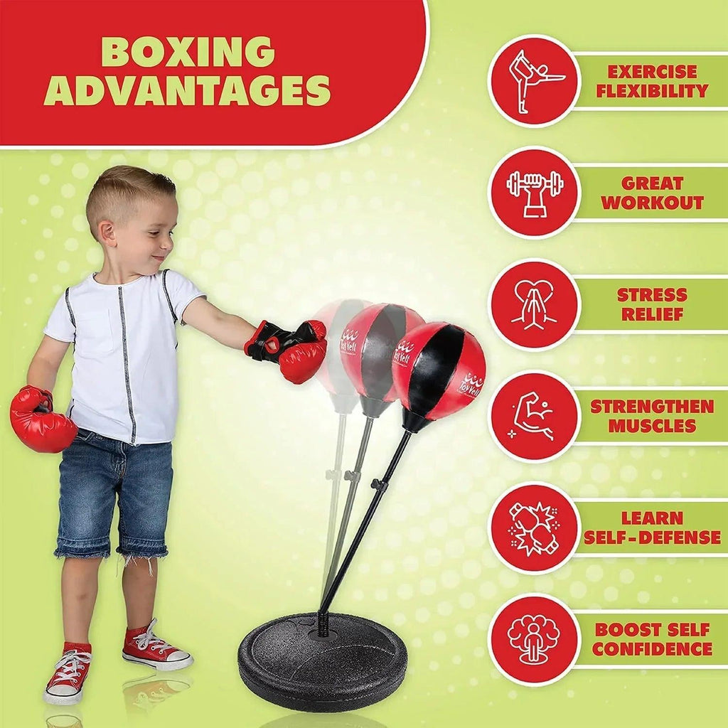 Kids Freestanding Speed Bag, 15", 2.2 Lb, Red & Black - Dazzling Beauty Solution