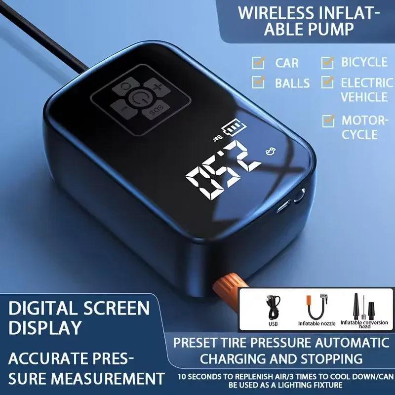 Wireless Tire Inflator – 150PSI, 5 Modes, LED & Auto Stop - Dazzling Beauty Solution